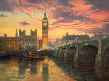 350 人の有名アーティストによるアート作品 Painting - ロンドン トーマス キンケード
